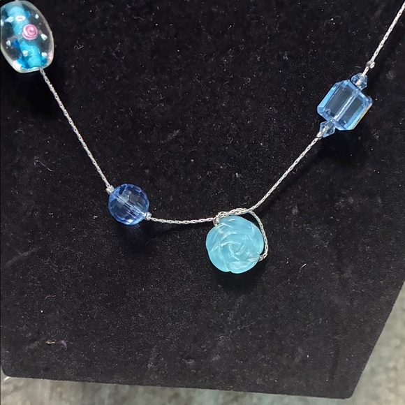 Cookie Lee Art Glass Blue Multi-Bead Necklace - Picture 4 of 8